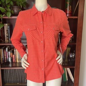 NWT Mountain Khakis sidesaddle plaid Shirt in Pink Salmon